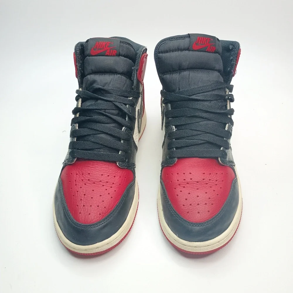 Nike‎ Air Jordan 1 Retro High OG Bred Toe Mens 6.5Y 55441-610 Red Black White